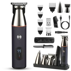One Beard Trimmer For Men With 5 Trimmer Heads IPX5 Waterproof Electric Razor For Face Nose Body Beard Cordless Hair Shaver Clipper Grooming Kit For Men